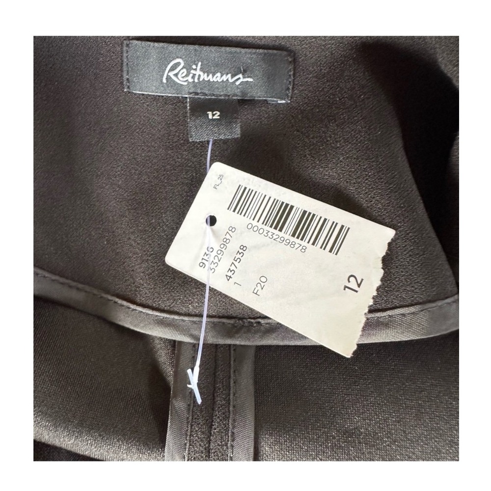Reitmans Blazer Jacket Coat Black Open Front Notched Lapel Business Preppy Sz 12 - Picture 3 of 5